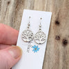 Tree Silhouette Dangle Earrings – Matte & Polished Silver Options