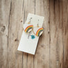 Rainbow Heart Hook Earrings – White Enamel & Multicolor Rainbow