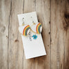 Rainbow Heart Hook Earrings – White Enamel & Multicolor Rainbow