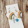 Rainbow Heart Hook Earrings – White Enamel & Multicolor Rainbow