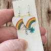 Rainbow Heart Hook Earrings – White Enamel & Multicolor Rainbow