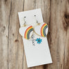 Rainbow Heart Hook Earrings – White Enamel & Multicolor Rainbow