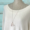 Double Heart Necklace – Long, Mixed Metals, Rose Gold & Silver Pendant
