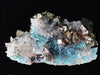 Pyrite and Quartz on Blue Gibbsite – Shangbao Mine, Hunan, China