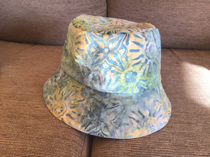 Handmade Blue/Green Batik Cotton Hat - 1