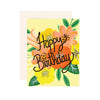 Orange Floral Happy Birthday Card