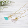 Faceted Natural Turquoise Jade Stone Fan Toggle Necklace - 1