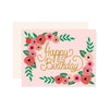 Happy Birthday Floral Rose - Greeting Card