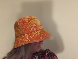 Handmade Orange Batik Cotton Hat - 1